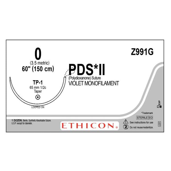 Ethicon Inc,a J & J Company Suture 0 Polydioxanone Tp-1 Pds Ii Violet 60" Monofilament 12/Bx - Z991G