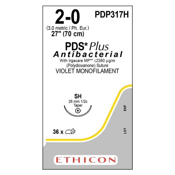 Ethicon Inc,a J & J Company Suture 2-0 Triclosan, Polydioxanone Sh Pds Plus Violet 27" Monofilament 36/Bx - PDP317H