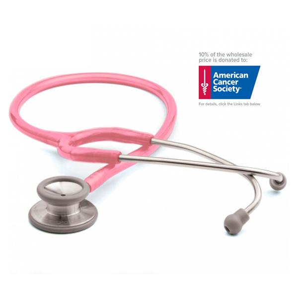 American Diagnostic Corp. Stethoscope Classic Adscope 603 Brst Cncr Awrns Mtlc Pnk Adlt 31 Nchl 2Hd Ea - 603PBCA