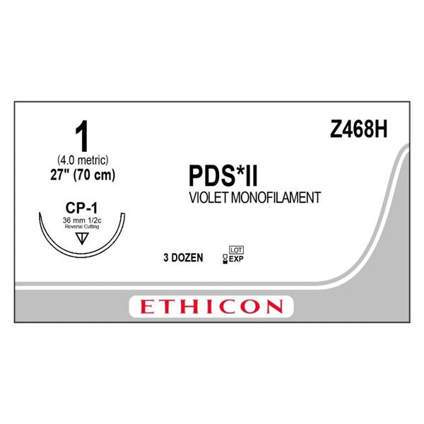 Ethicon Inc,a J & J Company Suture 1 Polydioxanone Cp-1 Pds Ii Violet 27" Monofilament 36/Bx - Z468H