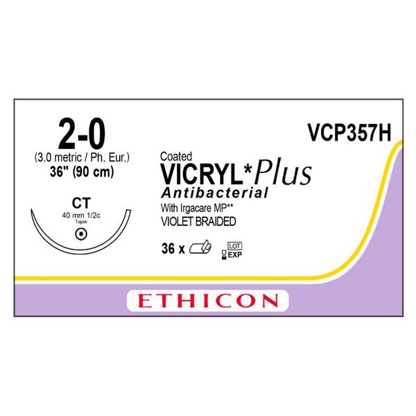 Ethicon Inc,a J & J Company Suture 2-0 Tcs/Pg910 Ct Coated Vicryl Plus Violet 36" Braid 3Dz/Bx - VCP357H