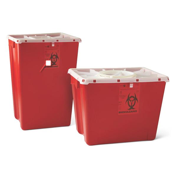 AP Medical Container Sharps 8Gal Small Plastic Horizontal Drop Red/Clear 9/Cs - MDS705308