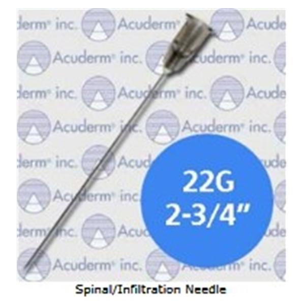 Acuderm Needle 22Gx2-3/4" Acuneedle Spinal Luer Lock/ Luer Slip Conventional 50/Box - N2235