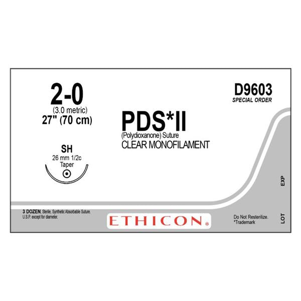 Ethicon Inc,a J & J Company Suture 2-0 Polydioxanone Sh Pds Ii Undyed 27" Monofilament 36/Bx - D9603