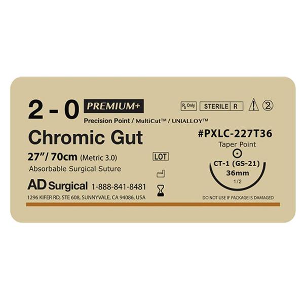 AD Surgical Suture 2-0 Chromic Gut Unify Brown 27" Monofilament 12/Bx - PXLC-227T36
