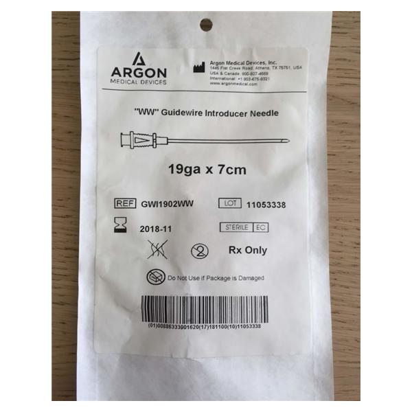 Argon Medical Needle Introducer 7Cm With Window Wall Hub For Guidewire 25/Bx - GWI1902WW