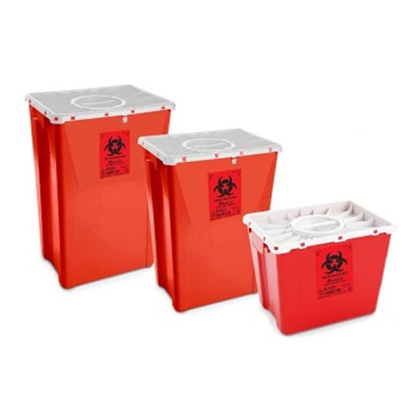 AP Medical Container Sharps Smart Line 18Gal Polyethylene Horizontal Drop Red 7/Case - FGAP60DRC001