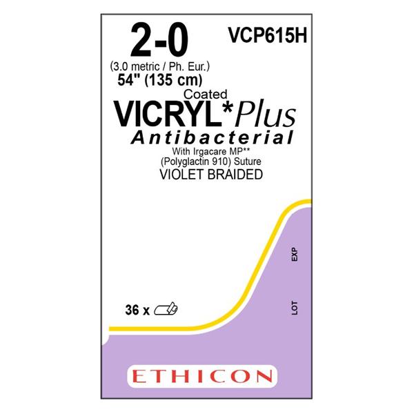 Ethicon Inc,a J & J Company Suture 2-0 Tcs/Pg910 No Needle Vicryl Plus Violet 54" Braid 36/Bx - VCP615H