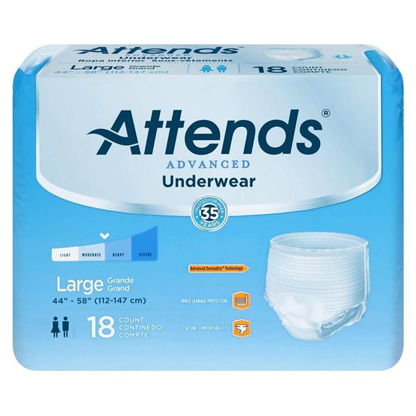 Attends Healthcare Products Underwear Attends Adult Unisex Large 44-58" Super Plus White 4X18/Case - APP0730