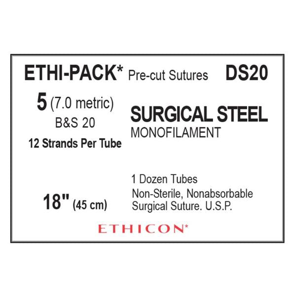 Ethicon Inc,a J & J Company Suture 20G B&S 20 No Needle Ethi-Pack Silver 12X18" Monofilament 12/Bx - DS20