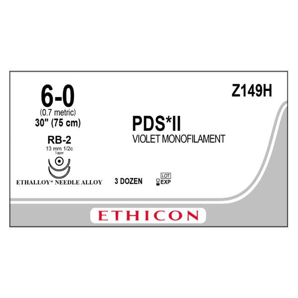 Ethicon Inc,a J & J Company Suture 0 Polydioxanone Rb-2/Rb-2 Pds Ii Violet 30" Double Arm Monofilament 36/Bx - Z149H