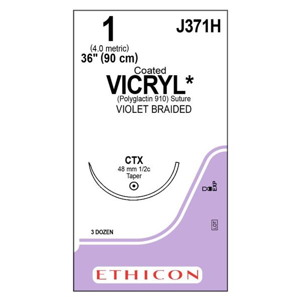 Ethicon Inc,a J & J Company Suture 1 Polyglactin 910 Ctx Vicryl Violet 36" Braid 36/Bx - J371H