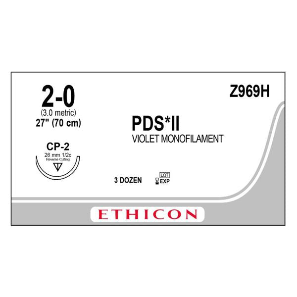 Ethicon Inc,a J & J Company Suture 2-0 Polydioxanone Cp-2 Pds Ii Violet 27" Monofilament 36/Bx - Z969H