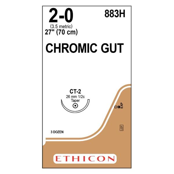 Ethicon Inc,a J & J Company Suture 2-0 Chromic Gut Ct-2 Brown 1-27" Monofilament 36/Bx - 883H
