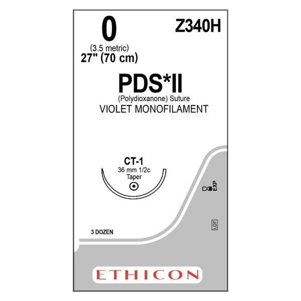 Ethicon Inc,a J & J Company Suture 0 Polydioxanone Ct-1 Pds Ii Violet 27" Monofilament 36/Bx - Z340H