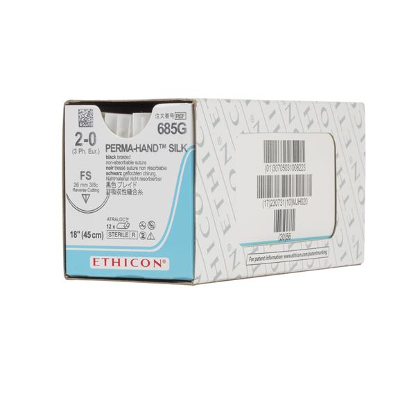Ethicon Inc,a J & J Company Suture 2-0 Silk Fs Perma-Hand Black 18" Braid 12/Bx - 685G