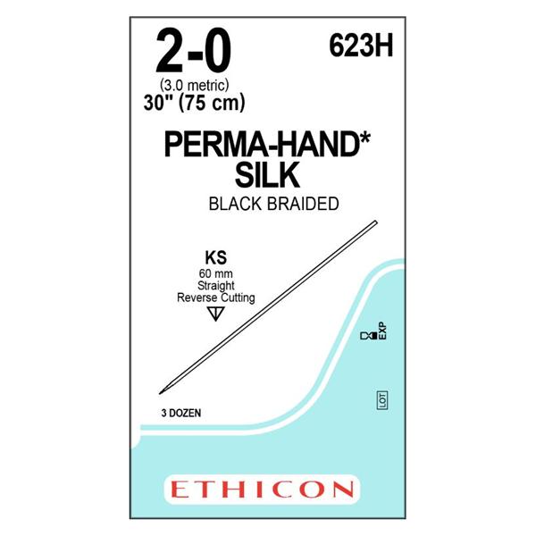 Ethicon Inc,a J & J Company Suture 2-0 Silk Ks Perma-Hand Black 30" Braid 36/Bx - 623H