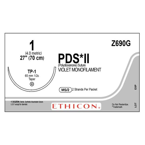 Ethicon Inc,a J & J Company Suture 1 Polydioxanone Tp-1 Pds Ii Violet 27" Monofilament Bx - Z690G