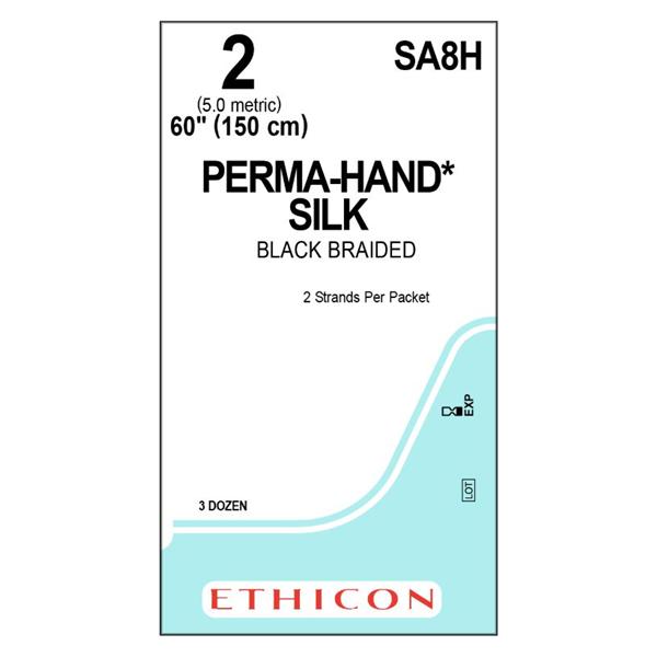 Ethicon Inc,a J & J Company Suture 2 Silk No Needle Perma-Hand Black 2X60" Braid 36/Bx - SA8H