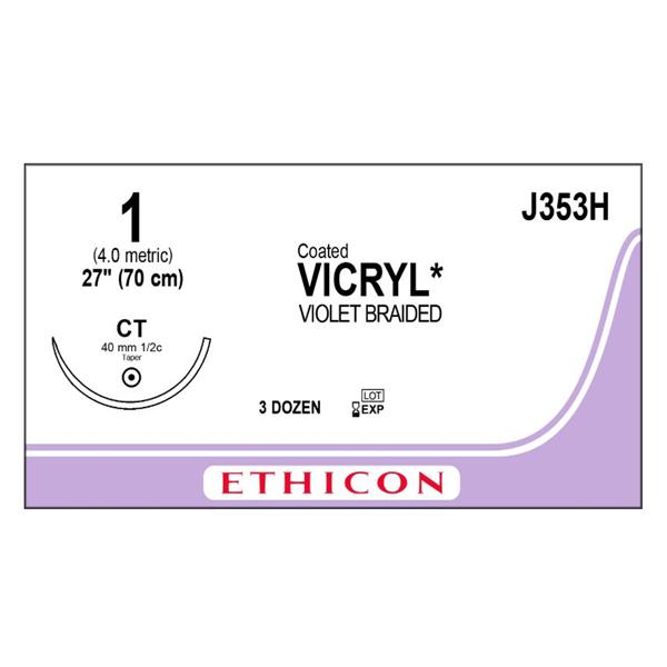 Ethicon Inc,a J & J Company Suture 1 Polyglactin 910 Ct Vicryl Violet 1X27" Braid 36/Bx - J353H