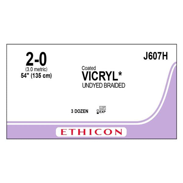 Ethicon Inc,a J & J Company Suture 2-0 Polyglactin 910 No Needle Vicryl Undyed 54" Braid 36/Bx - J607H