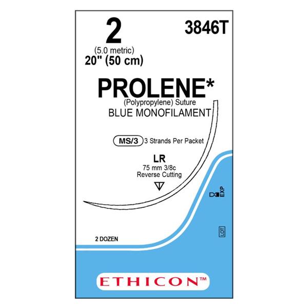 Ethicon Inc,a J & J Company Suture 2 Polypropylene Lr Prolene Blue 3X20" Monofilament 24/Bx - 3846T