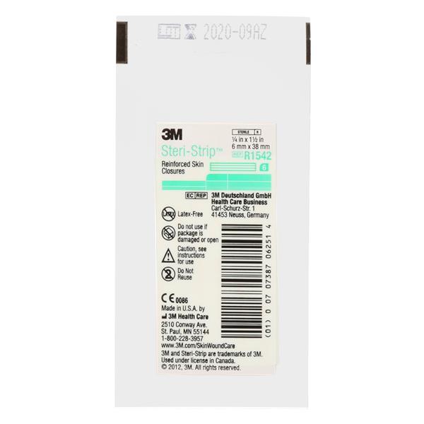 3M Healthcare Strip Skin Closure Steri-Strip 1/4X1-1/2" White 6/Envelope Antimicrobial 50/Bx, 4 Bx/Ca - R1542