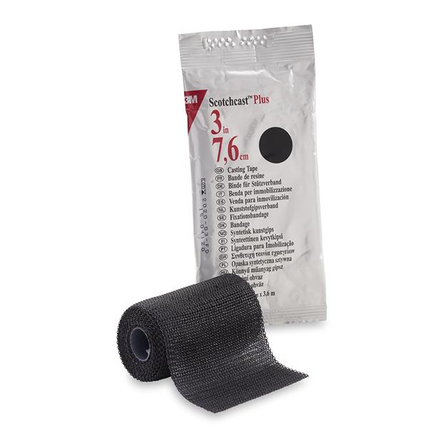 3M Healthcare Tape Scotchcast Plus Fiberglass 3"X4Yd Roll Black 10/Ca - 82003A