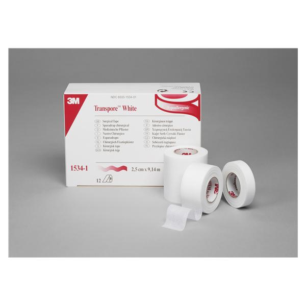 3M Healthcare Tape Surgical Transpore Plastic 1"X10Yd Adhesive White 12/Box - 1534-1