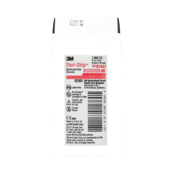 3M Healthcare Strip Skin Closure Steri-Strip 1/4X3" White 3/Envelope Antimicrobial 50/Bx, 4 Bx/Ca - R1541