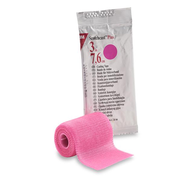 3M Healthcare Tape Scotchcast Plus Fiberglass 3"X4Yd Roll Pink 10/Ca - 82003X