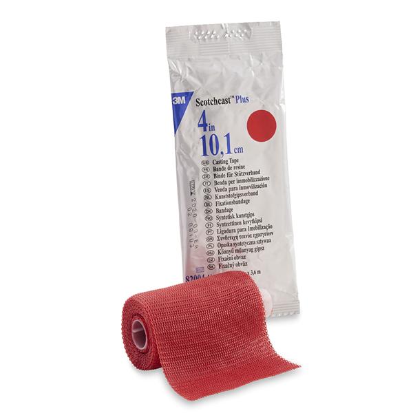 3M Healthcare Tape Scotchcast Plus Fiberglass 4"X4Yd Roll Red 10/Ca - 82004R