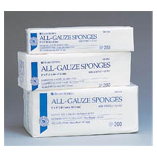 Henry Schein Sponge Gauze All-Gauze Cotton/Woven 2X2" 8 Ply Non-Sterile Lf 200/Pk, 25 Pk/Ca - 90-8282 I