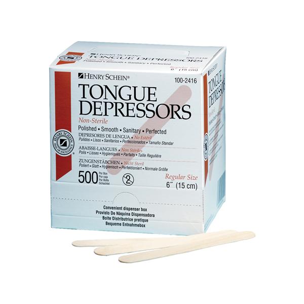 Henry Schein Tongue Depressor Non Sterile Adult 500/Bx, 10 Bx/Ca - 1002416
