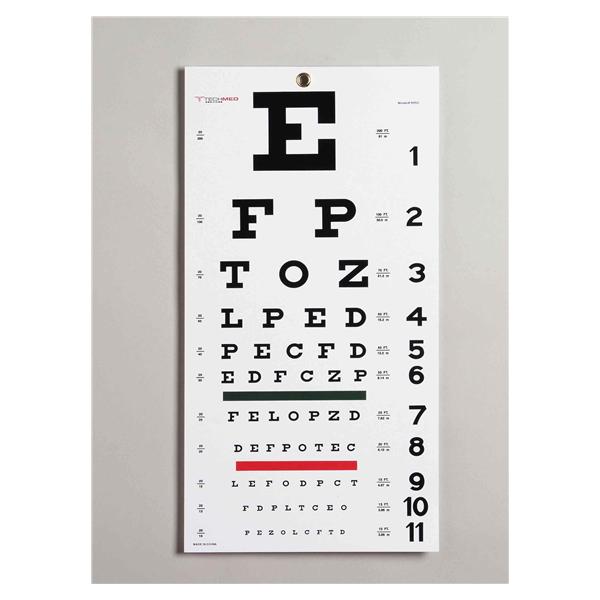 Dukal Corporation Chart Vision Testing Snellen 20' Distance 22X11" Ea - TM3050