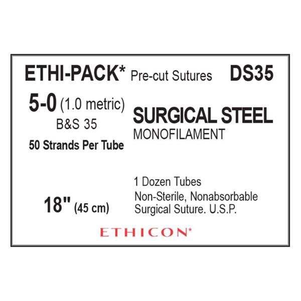 Ethicon Inc,a J & J Company Suture 5-0 B&S 35 No Needle Ethi-Pack Silver 50X18" Monofilament 12X50/Bx - DS35
