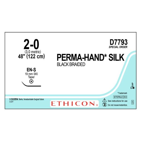 Ethicon Inc,a J & J Company Suture 0 Silk En-S Perma-Hand Black 1X48" Braid 36/Bx - D7793