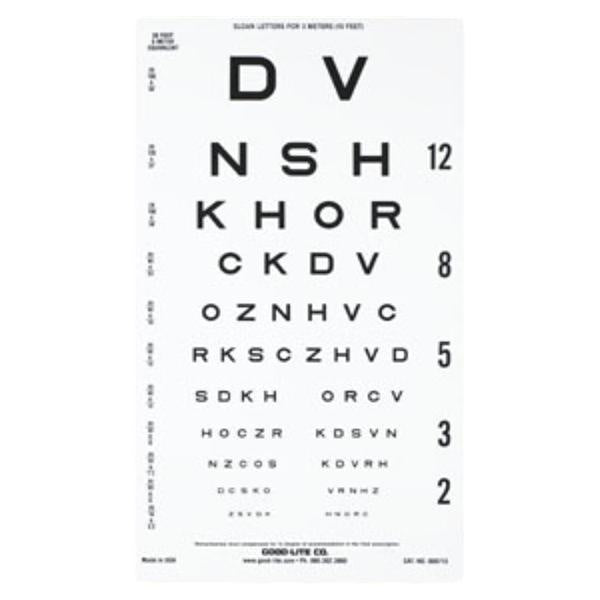 Good-Lite Co Chart Vision Testing 10' Testing Distance 10X18" Ea - 800713