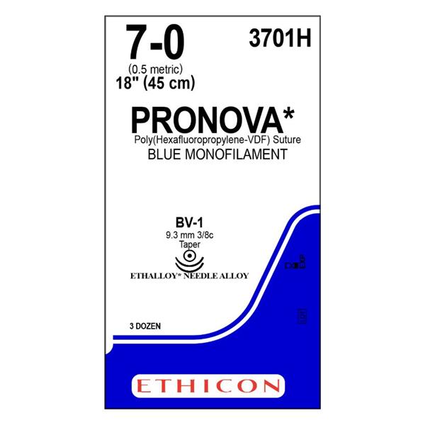 Ethicon Inc,a J & J Company Suture 7-0 Pvdf Bv-1/Bv-1 Pronova Blue 18" Double Arm Monofilament 36/Bx - 3701H