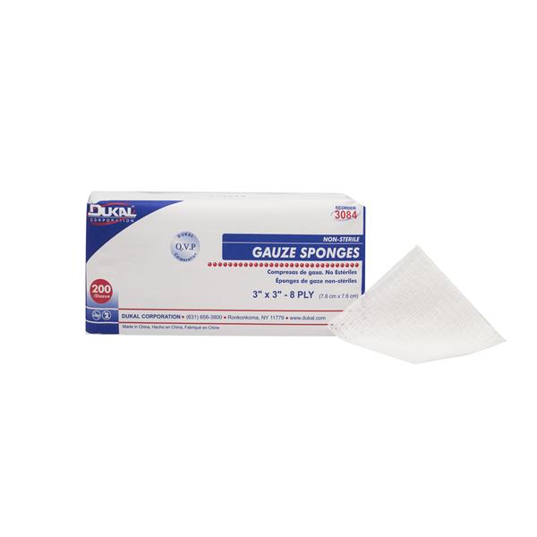 Dukal Corporation Sponge Gauze 100% Cotton 3X3" 8 Ply Non-Sterile Lf 4000/Case - 3084