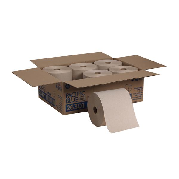 Georgia Pacific Towel Roll Hard Pacific Blue Basic 1 Ply Rcycl 7.87X800 Brn 6Rl/Ca - 26301
