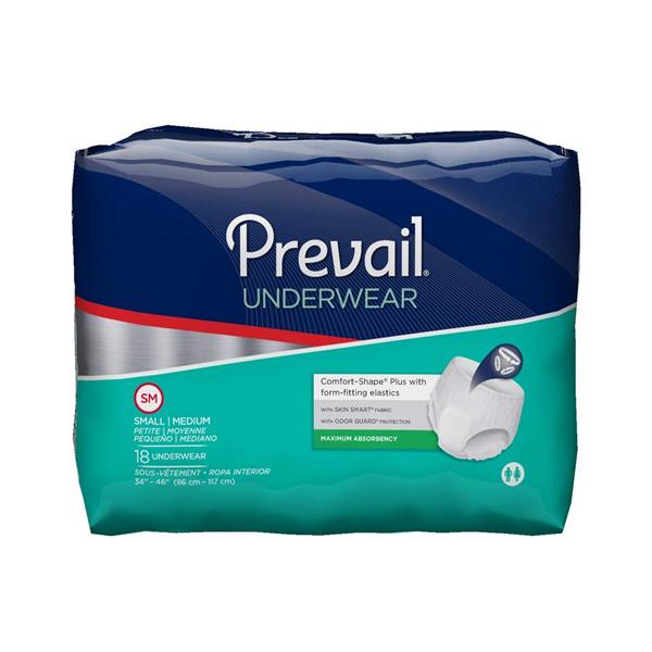 First Quality Products Underwear Prevail Super Plus Adult Unsx Sm/Md 34-46" X Odor Guard White 72/Case - PVS-512