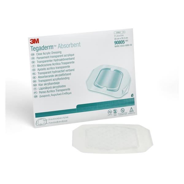 3M Healthcare Dressing Island Tegaderm Acrlc 8X8 Square Large Strl Adhs Trans Abs Lf 20/Case - 90805