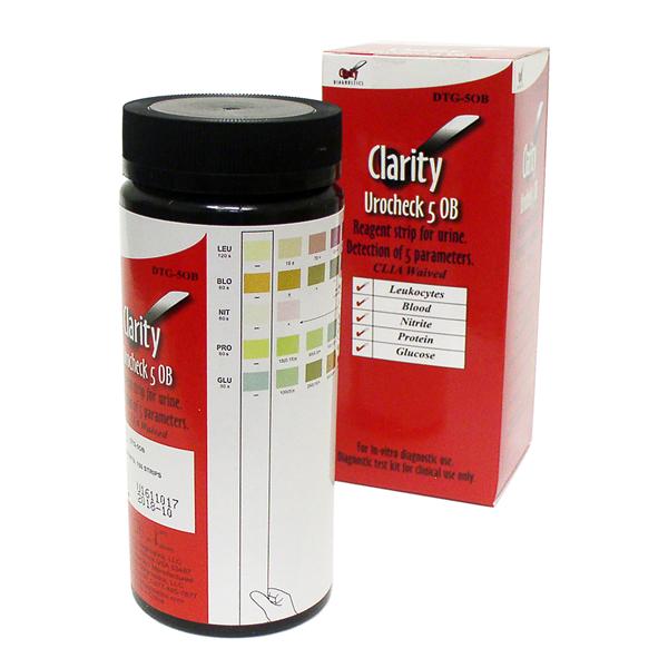 Diagnostic Test Group Clarity Urocheck 5 Ob Urinalysis Test Strip With 5 Parameters Clia Waived 100/Bx - DTG-5OB
