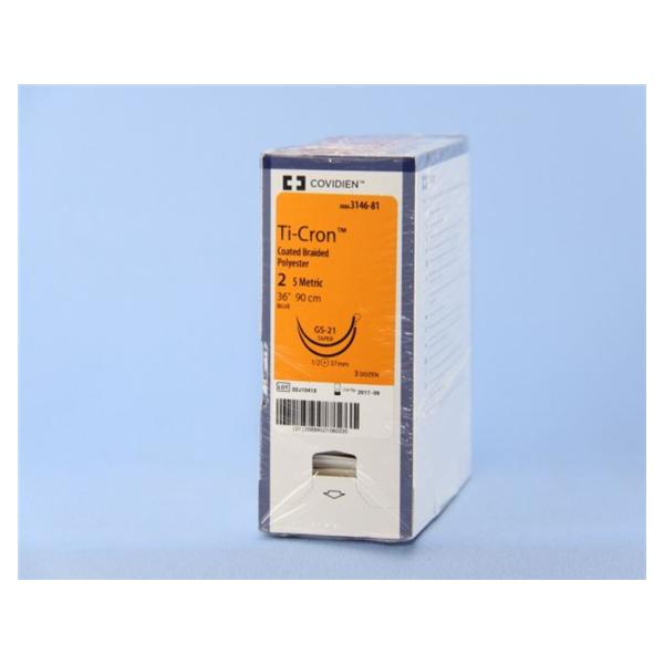 Medtronic MITG-Covidien Suture 2 Polyester Gs-21/Gs-21 Ti-Cron Blue 36" Double Arm Braid 36/Ca - 8886314681