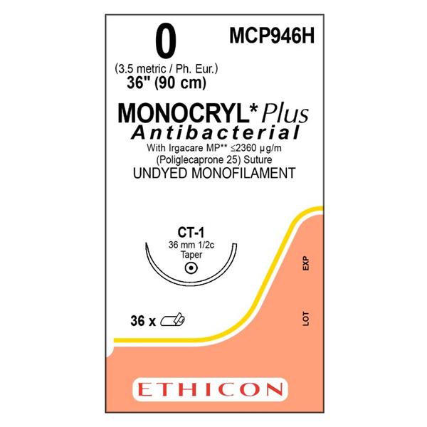 Ethicon Inc,a J & J Company Suture 0 Tcs/Pcl25 Ct-1 Monocryl Plus Undyed 36" Monofilament 36/Bx - MCP946H