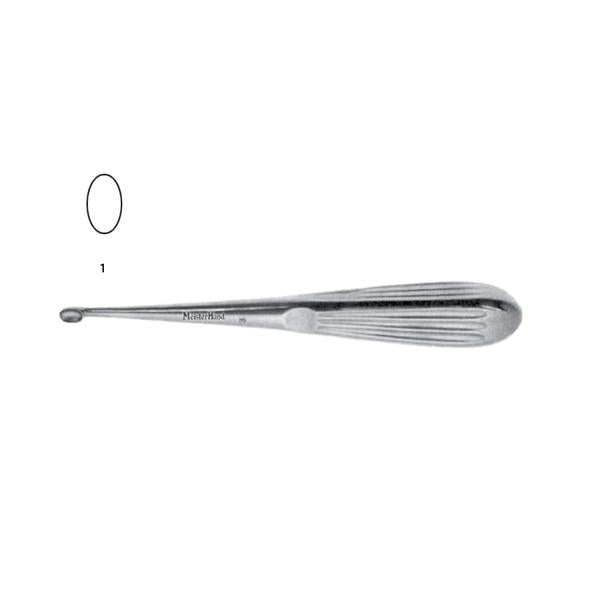 Miltex-Integra Curette Mastoid Spratt-Brun Meister-Hand 6-1/2" #1 Oval Cup Tip Ss Ea - MH19-710