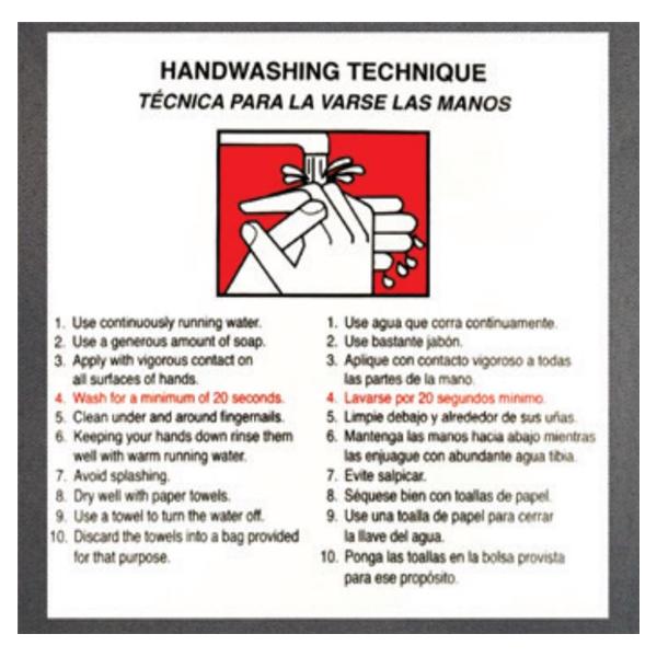 HPTC Label Informational Handwashing Techniques Bilingual 2/Pk - HWTL-B