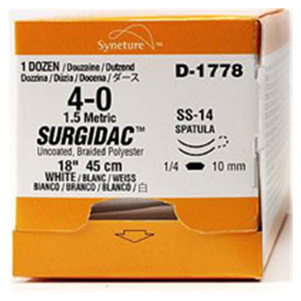 Medtronic MITG-Covidien Suture 5-0 Polyester Ss-24/Ss-24 Surgidac White 18" Double Arm Braid 12/Ca - D1764K