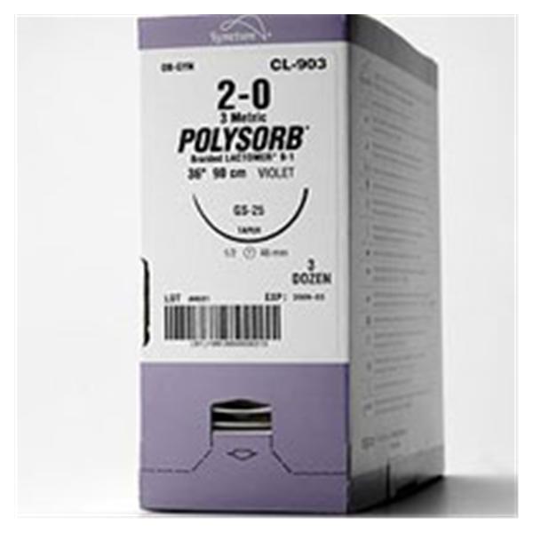 Medtronic MITG-Covidien Suture 3-0 Polyester Pc-12 Polysorb Undyed 18" Braid 36/Ca - SL1654